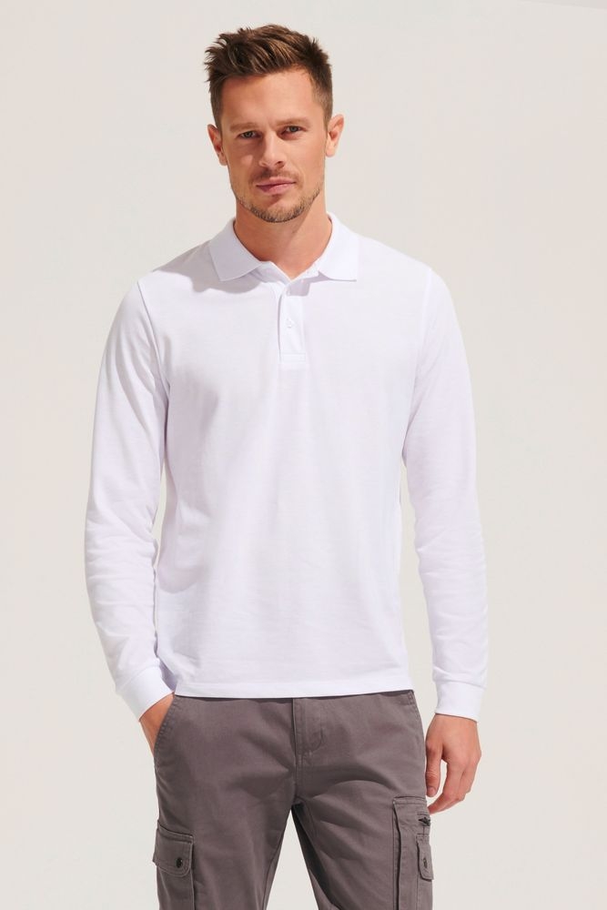 Рубашка поло с длинным рукавом Prime LSL, серый меланж, серый, полиэстер 65%; хлопок 35%, плотность 200 г/м²; пике
