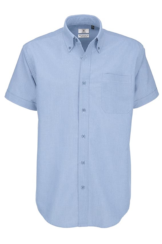 Рубашка мужская с коротким рукавом Oxford SSL/men, голубой, полиэстер, хлопок
