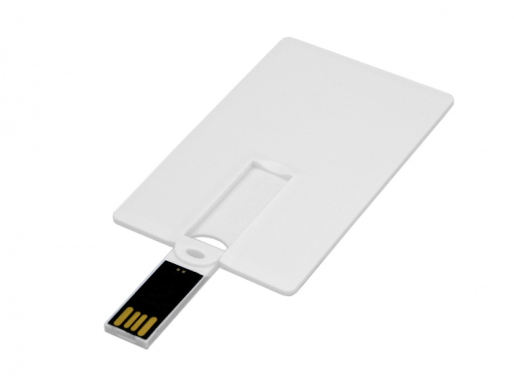 USB 2.0- флешка на 32 Гб в виде пластиковой карты с откидным механизмом, белый, пластик