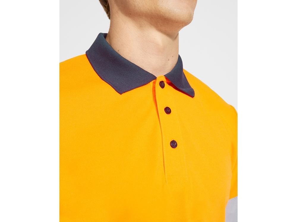 Рубашка поло со светоотражающими полосами «Polaris» с длинным рукавом, мужская, синий, оранжевый, полиэстер