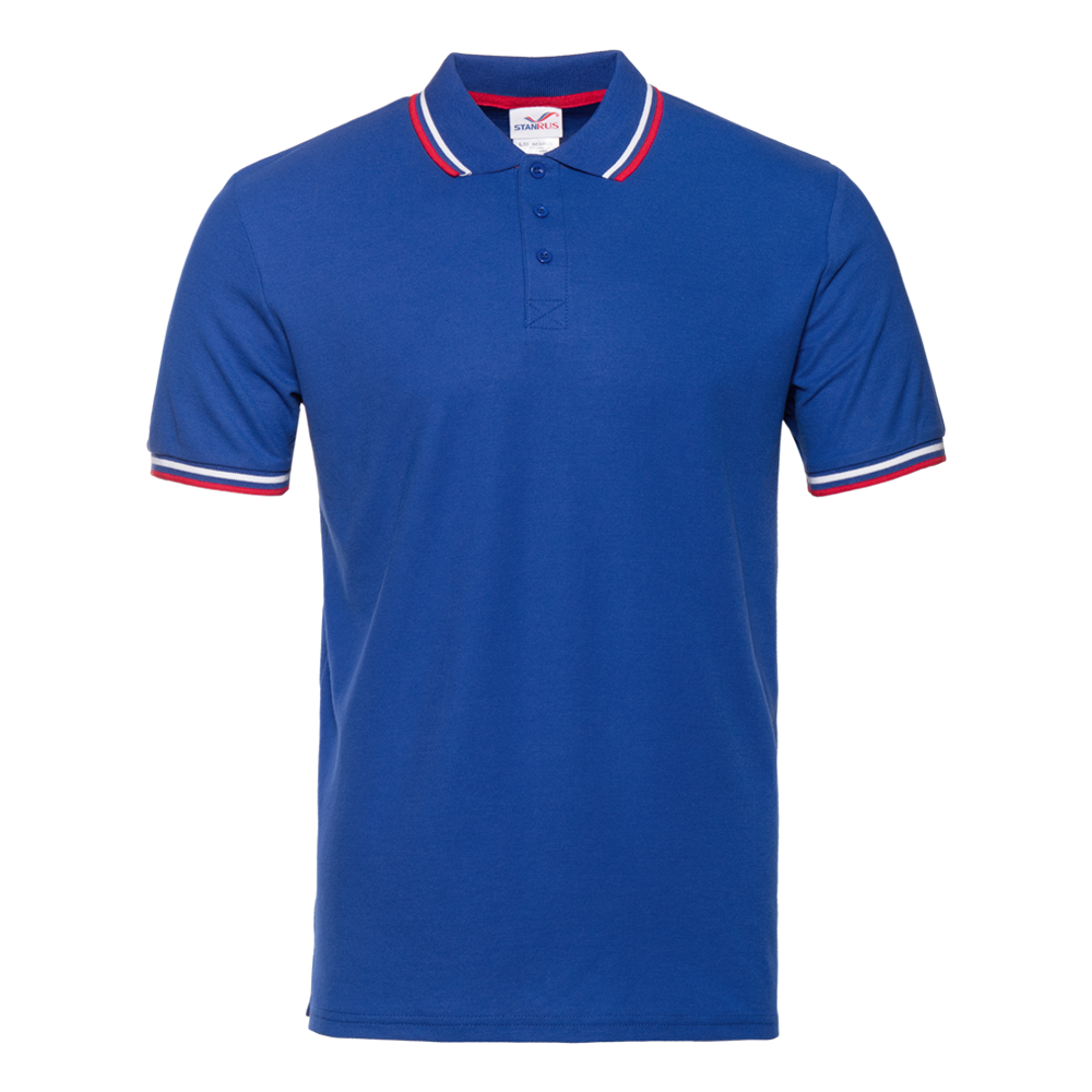 Рубашка поло мужская STAN  триколор  хлопок/полиэстер 185, 04RUS, Синий, синий, 185 гр/м2, хлопок
