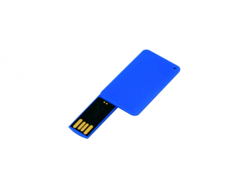USB 2.0- флешка на 32 Гб в виде пластиковой карточки, синий, пластик