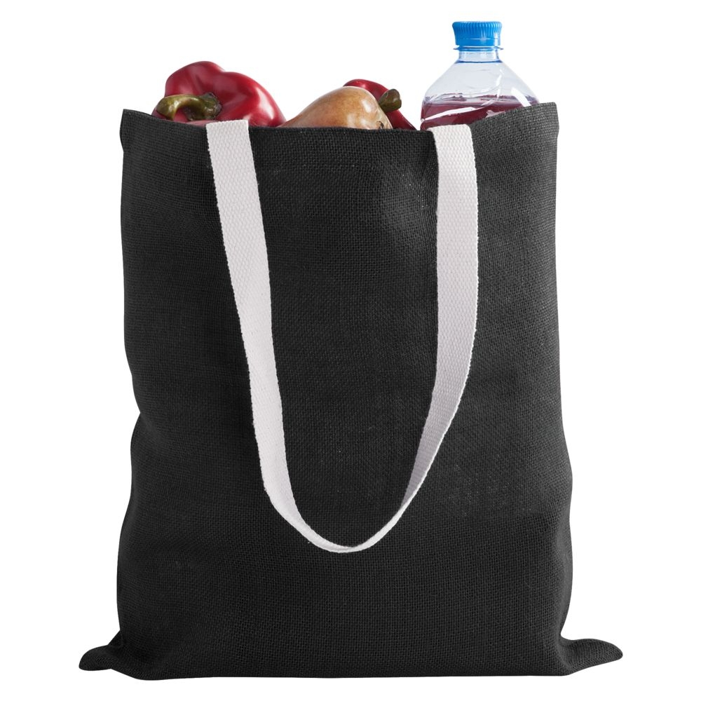 Холщовая сумка на плечо Juhu, черная, черный, плотность 240 г/м², ручки - хлопок; джут