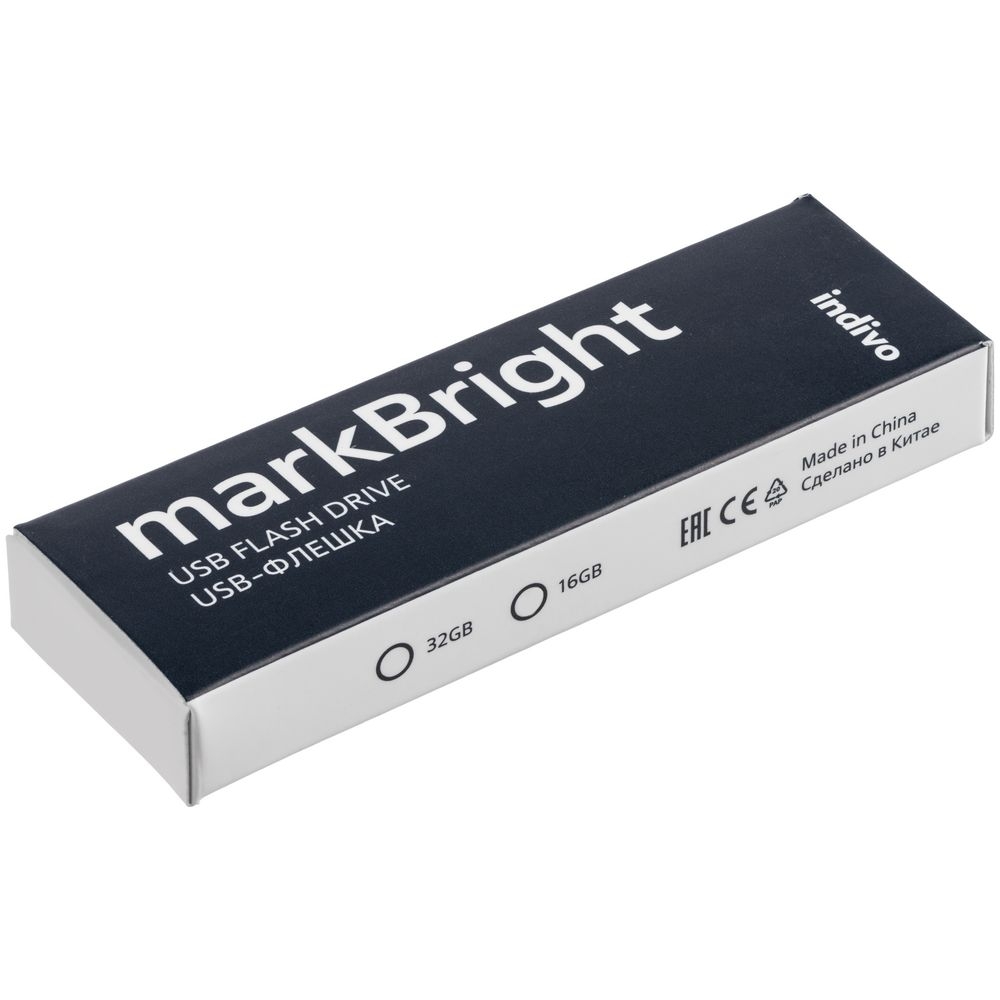 Флешка markBright с синей подсветкой, 16 Гб, синий, пластик; металл
