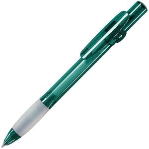 ALLEGRA, ручка шариковая, прозрачный зеленый, пластик, зеленый, пластик, прорезиненная поверхность