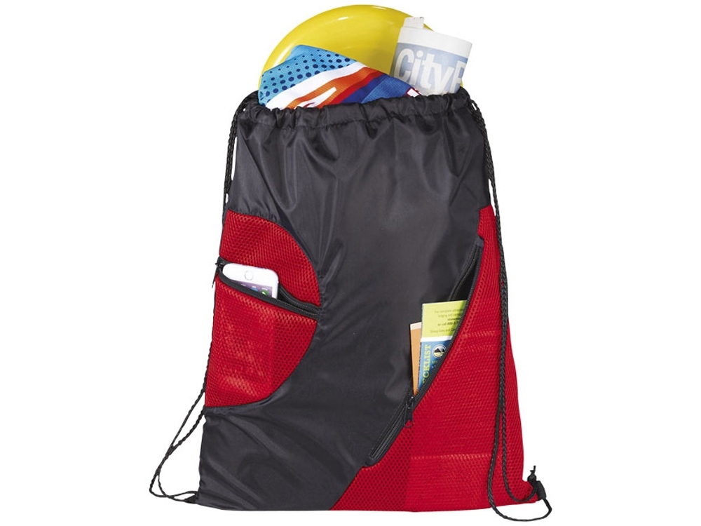 Спортивный рюкзак из сетки на молнии, красный, полиэстер