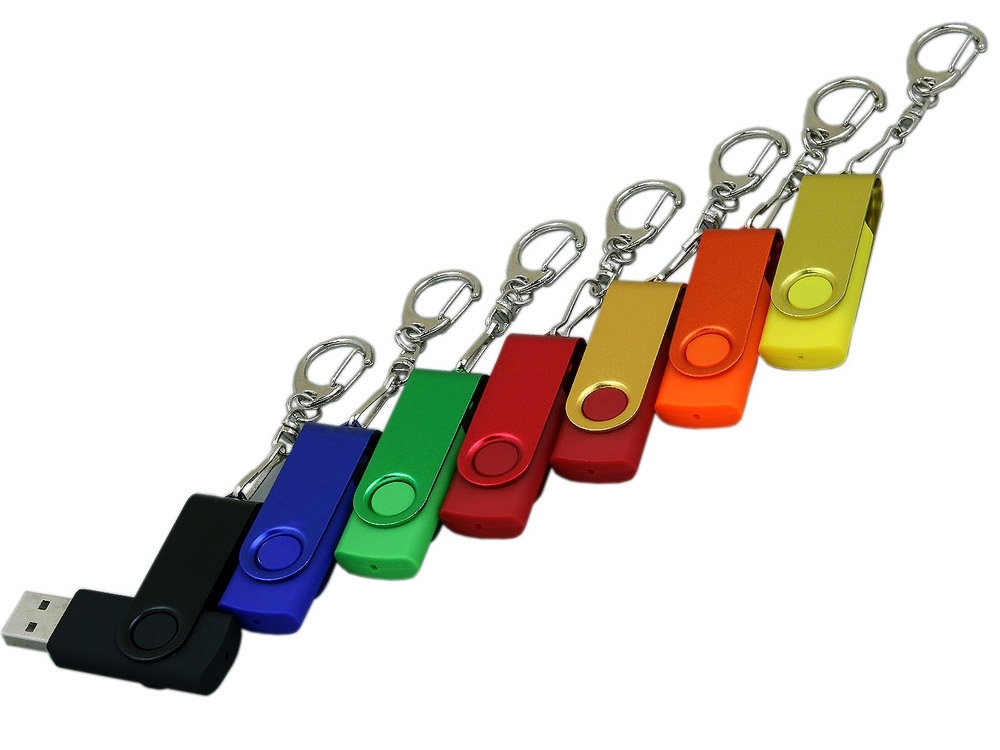 USB 2.0- флешка промо на 64 Гб с поворотным механизмом и однотонным металлическим клипом, красный, пластик, металл