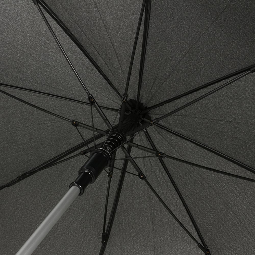 Зонт-трость Alu AC, черный, черный, купол - эпонж, 190t; рама - сталь, алюминий; спицы - стеклопластик; ручка - пластик