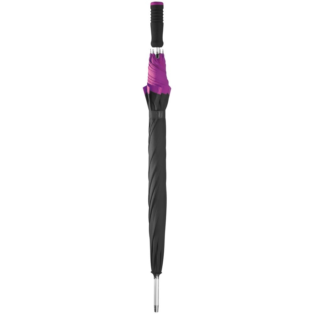 Зонт-трость Highlight, черный с фиолетовым, черный, фиолетовый, эпонж 190t, металл; полиуретан