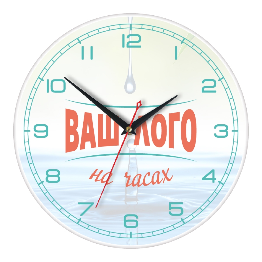 Настенные часы с логотипом, круг, без фацета, стекло марки м1 толщиной 4 мм