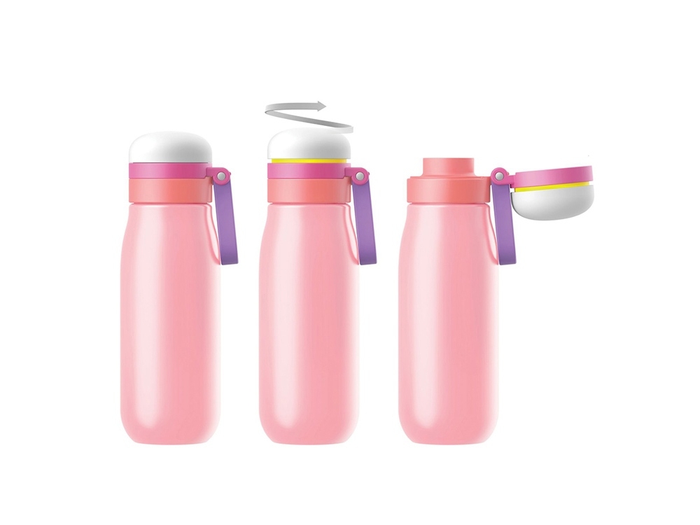 Бутылка вакуумная Zoku, розовый, пластик, металл, полипропилен