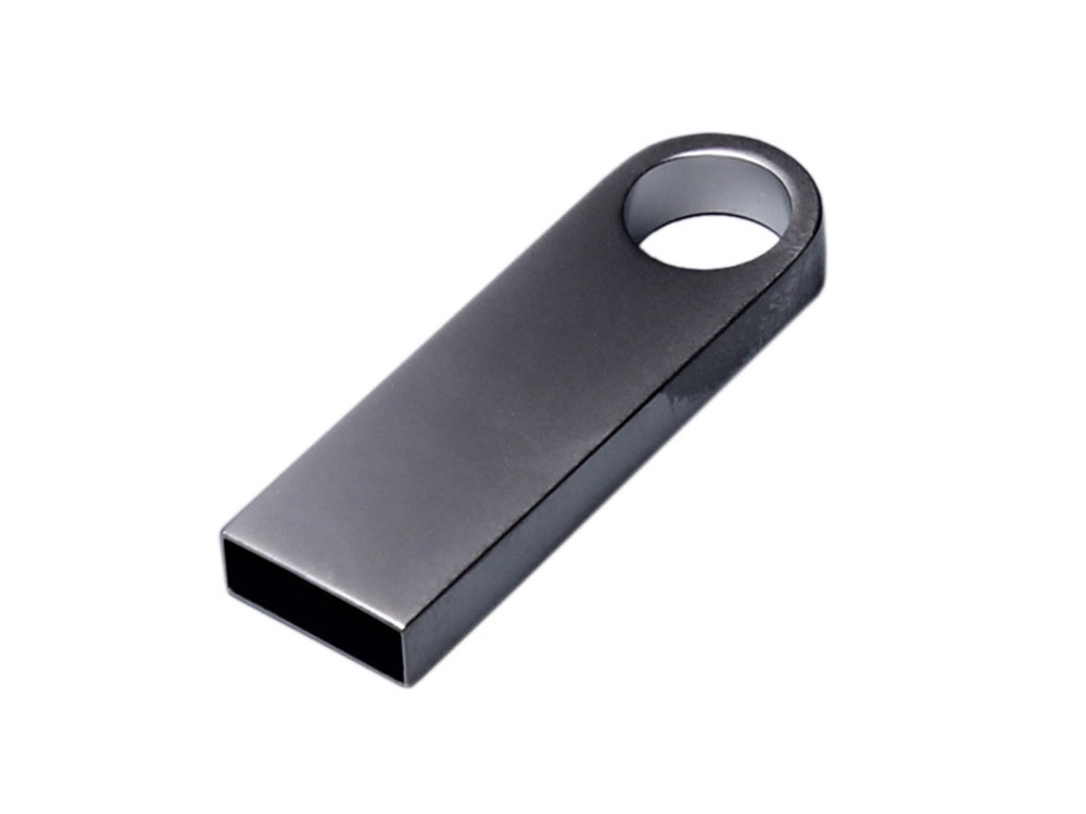 USB 2.0-флешка на 128 Гб с мини чипом и круглым отверстием, серебристый, металл