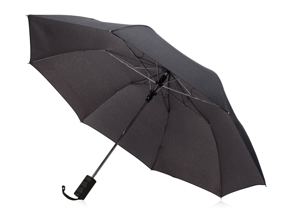 Зонт складной «Flick», серый, полиэстер, soft touch