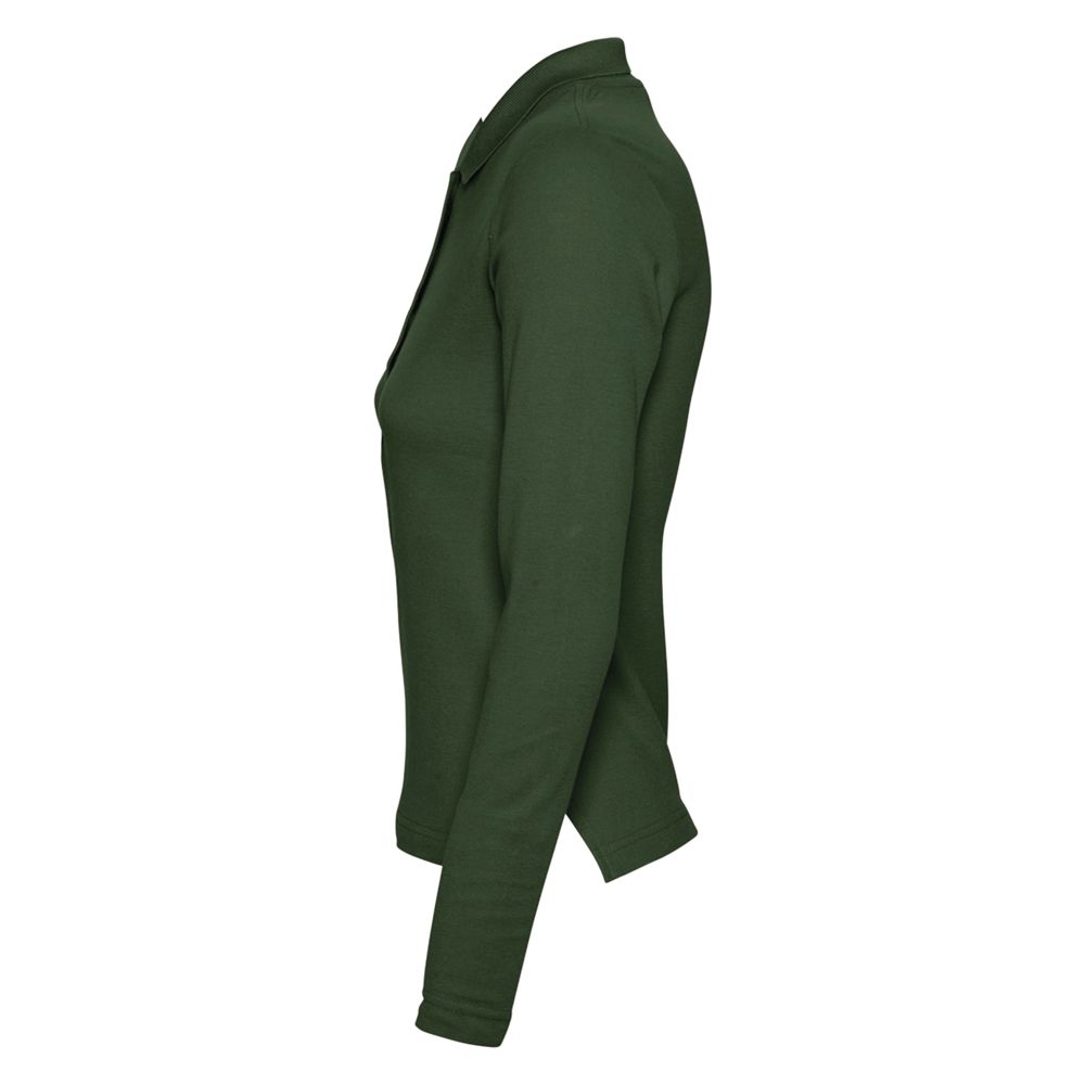 Рубашка поло женская с длинным рукавом Podium 210 темно-зеленая, зеленый, хлопок