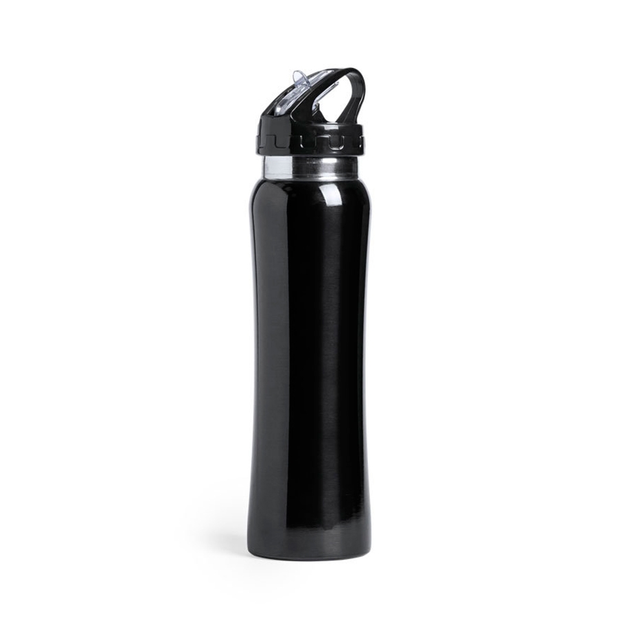 Бутылка для воды SMALY с трубочкой, черный, 800 мл, нержавеющая сталь, черный, нержавеющая сталь