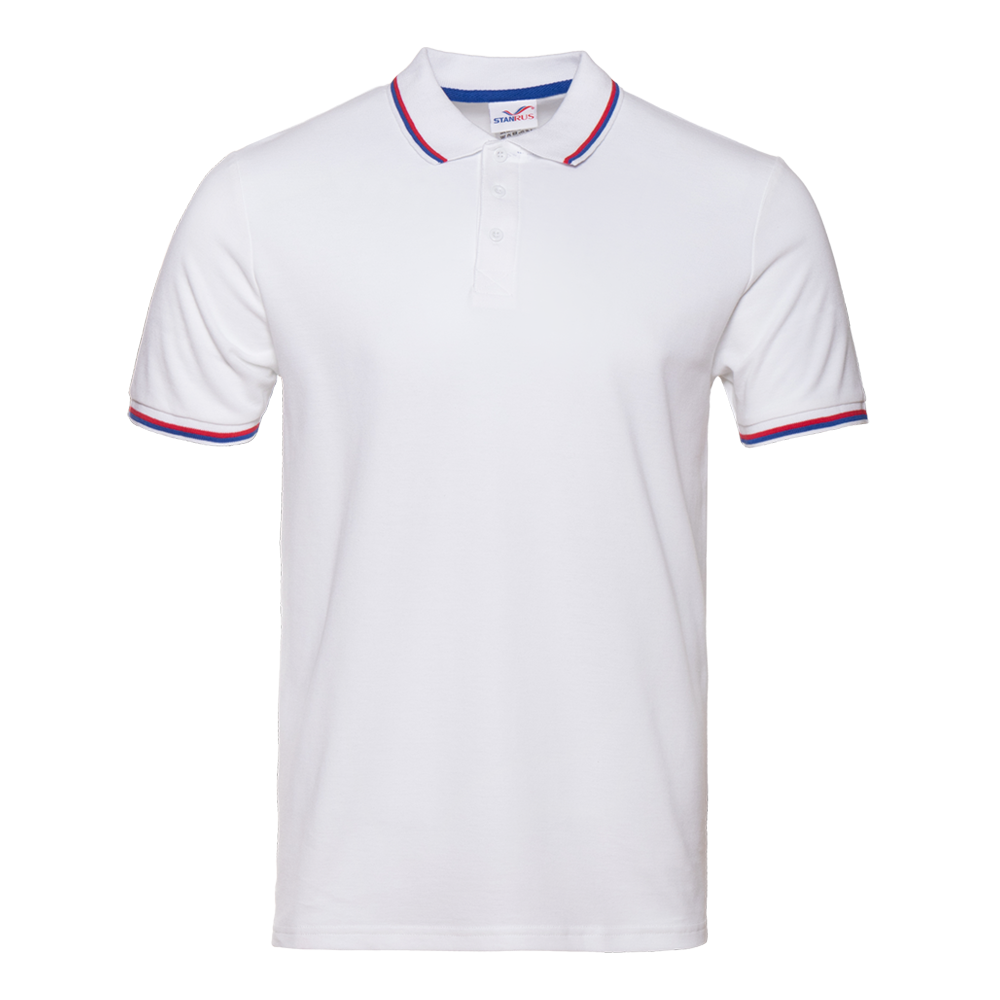 Рубашка поло мужская STAN  триколор  хлопок/полиэстер 185, 04RUS, Белый, белый, 185 гр/м2, хлопок