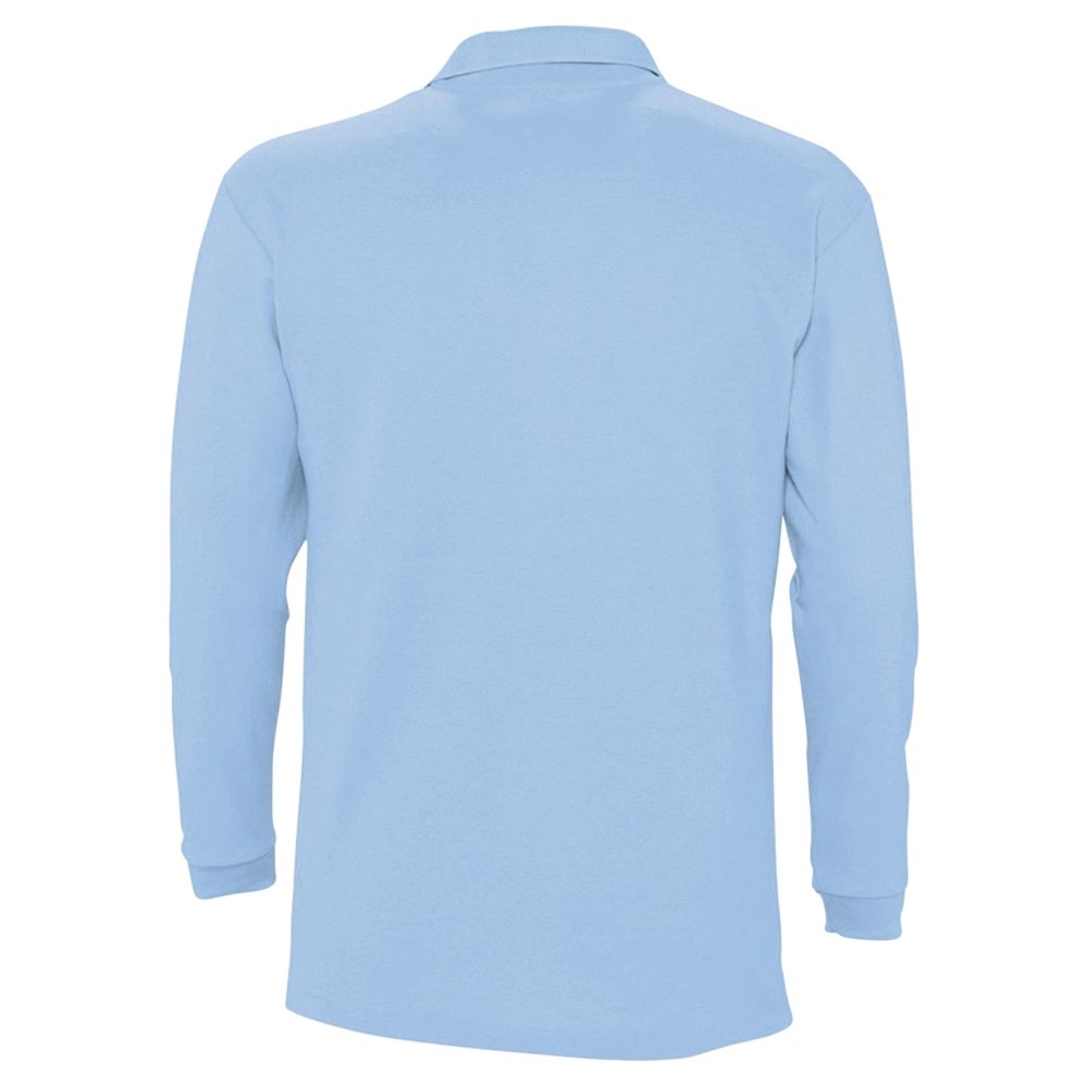 Рубашка поло мужская с длинным рукавом Winter II 210 голубая, голубой, хлопок