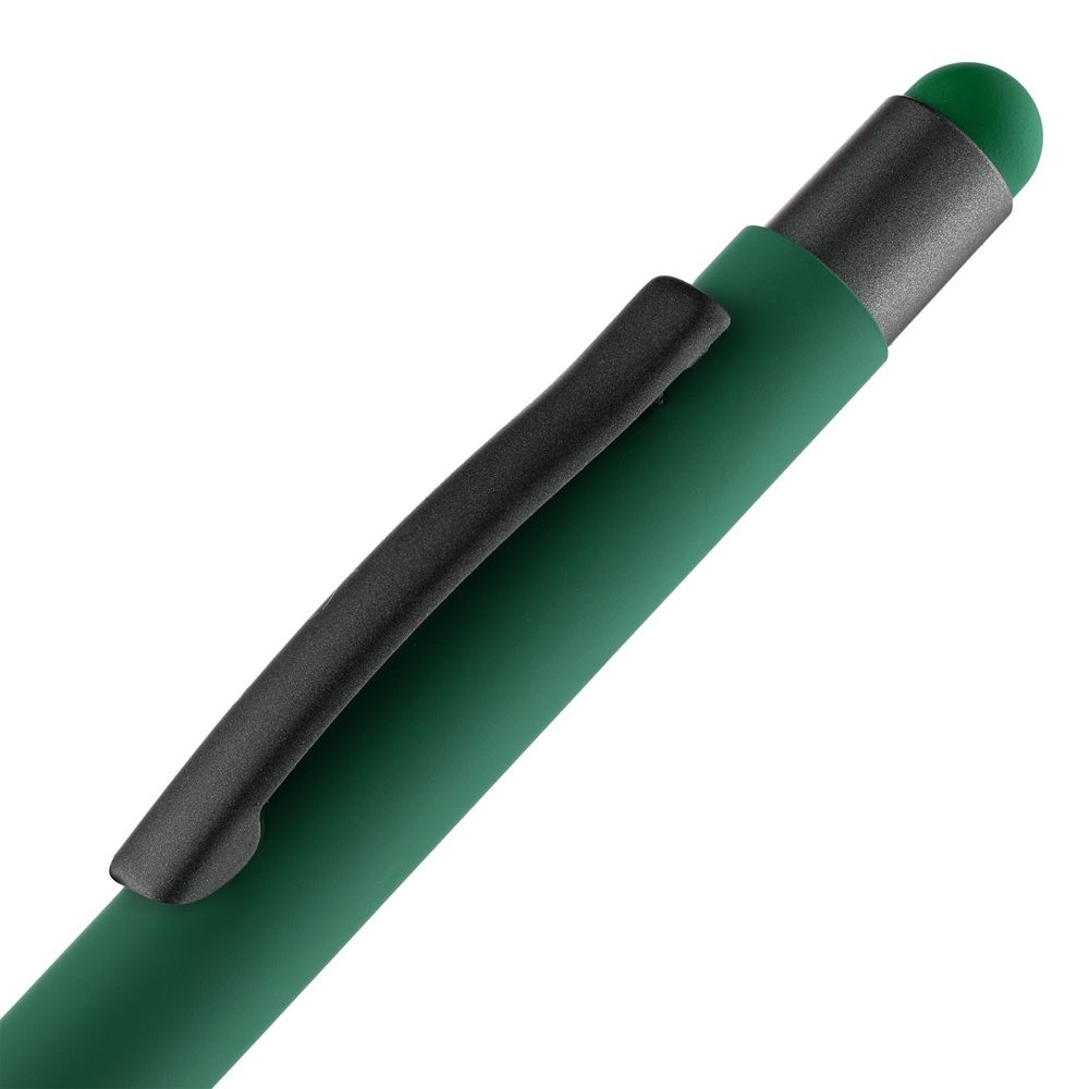 Ручка шариковая Digit Soft Touch со стилусом, зеленая, зеленый