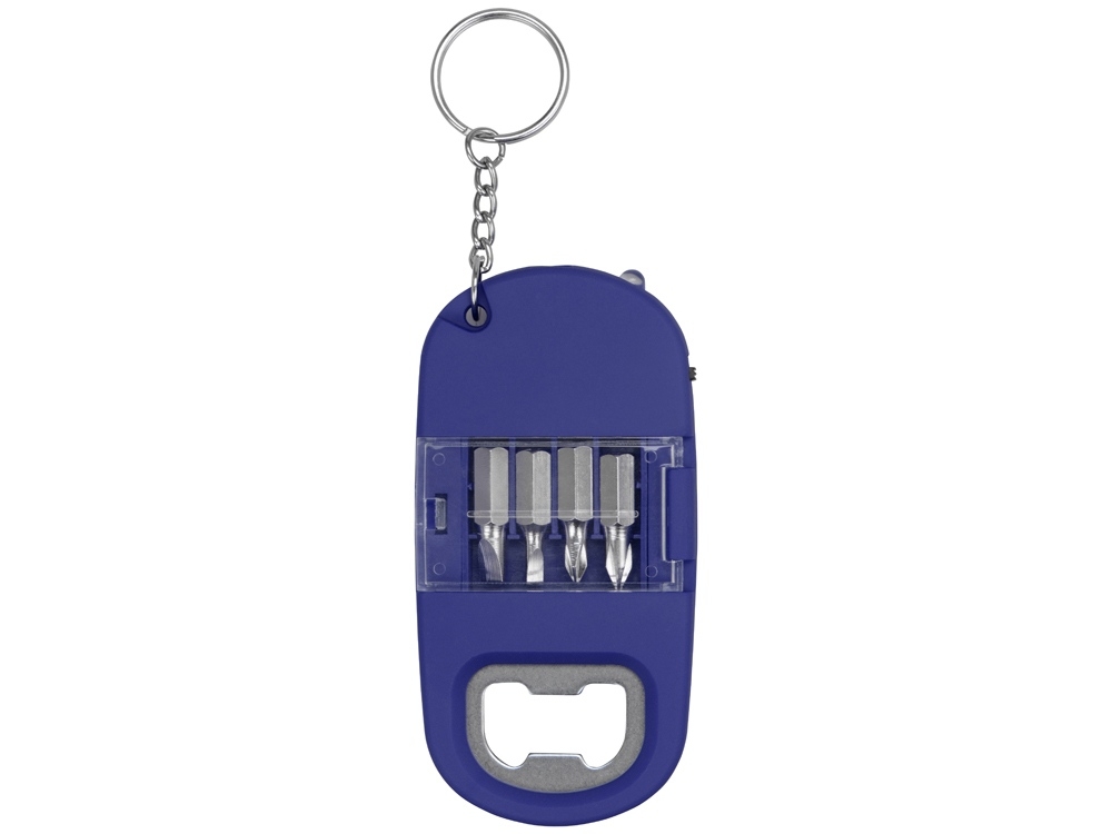 Брелок-открывалка с отвертками и фонариком «Uni» софт-тач, синий, soft touch