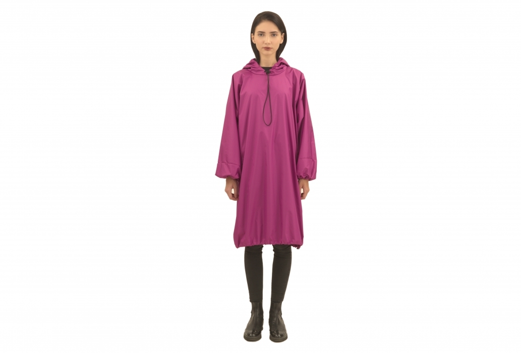 Дождевик удлиненный с боковыми карманами, фиалка, фиолетовый, 100% полиэстер