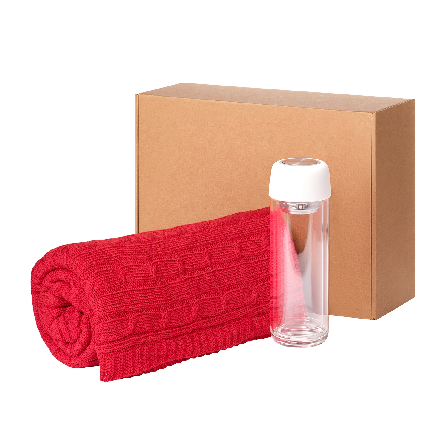 Подарочный набор Bianca, Fado, красный (плед, термобутылка), красный
