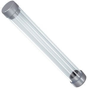 Футляр-тубус для одной ручки, прозрачный/серый, пластик, 15х2 см, серый, пластик