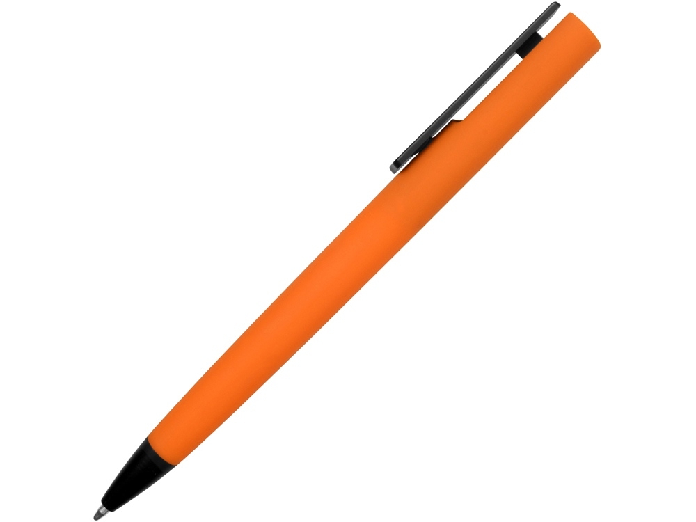 Ручка пластиковая soft-touch шариковая «Taper», черный, оранжевый, soft touch