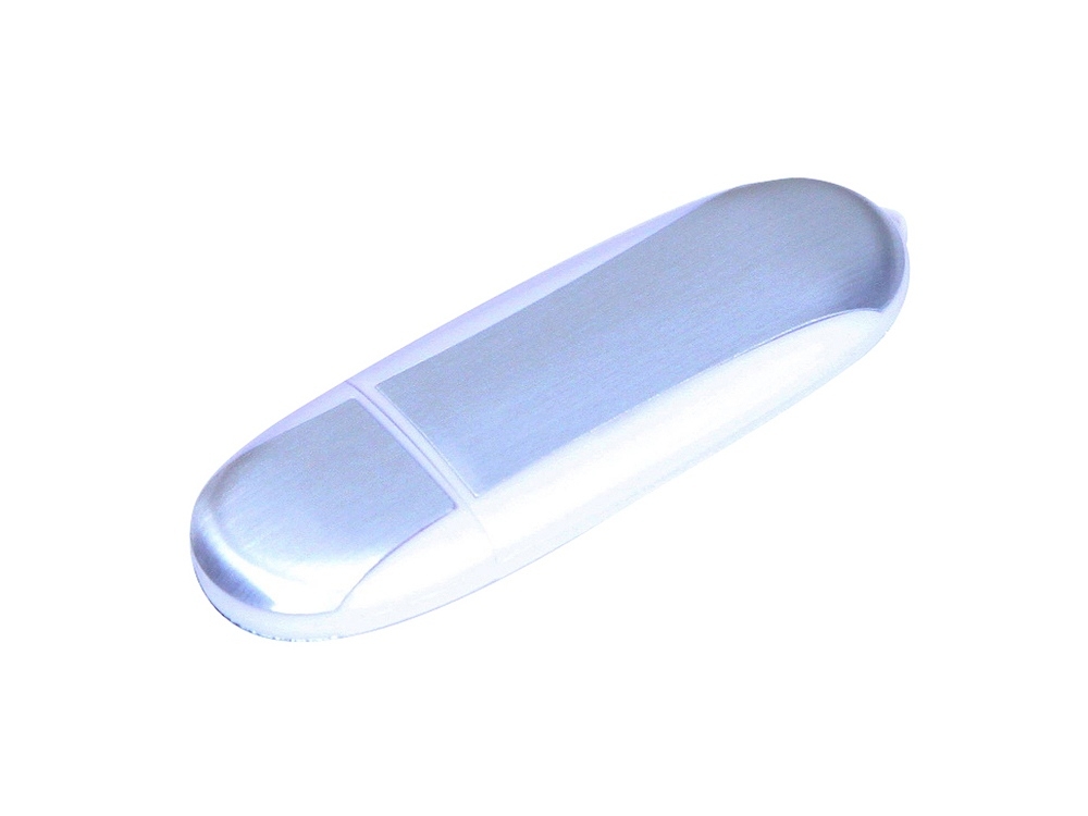 USB 2.0- флешка промо на 64 Гб овальной формы, серебристый, прозрачный, пластик, металл