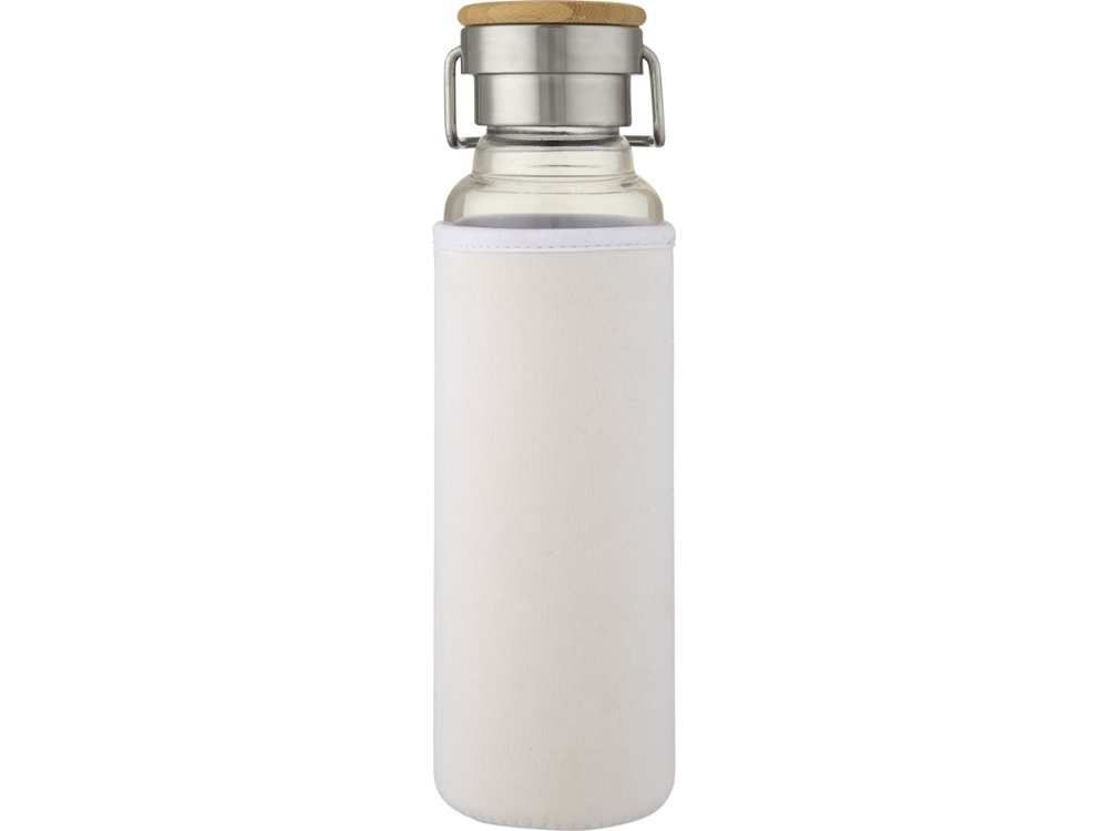 Стеклянная бутылка «Thor» с неопреновым чехлом, белый, пластик, бамбук, стекло