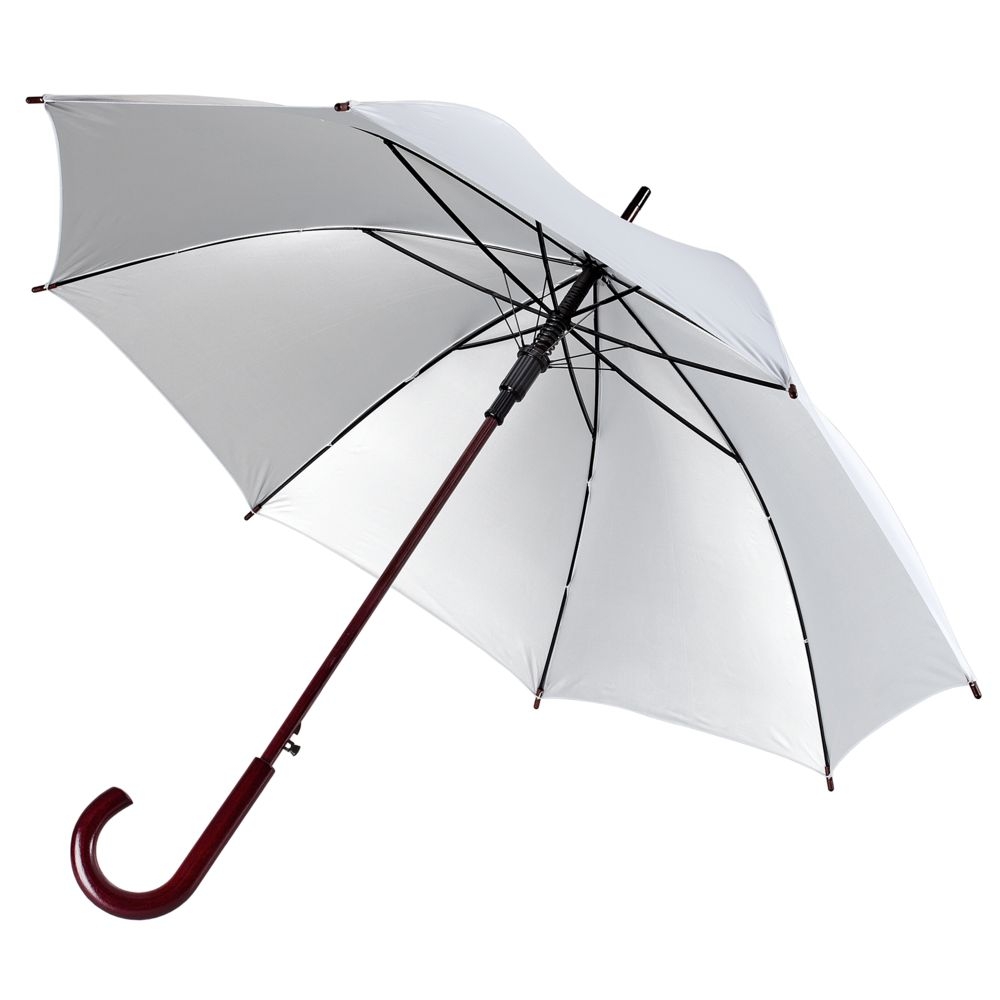 Зонт-трость Standard, белый с серебристым внутри с логотипом, цвет белый, серебристый, материал полиэстер - цена от 891 руб | Купить в Санкт-Петербурге