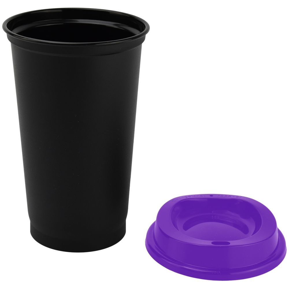 Стакан с крышкой Color Cap Black, черный с фиолетовым, черный, фиолетовый, полипропилен