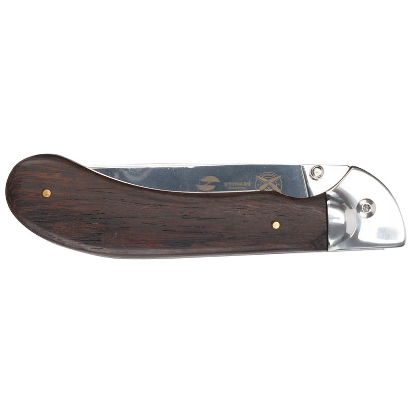 Складной нож Stinger 9905, коричневый, коричневый, лезвие - нержавеющая сталь, 3cr13; рукоять - дерево, сталь; чехол - нейлон