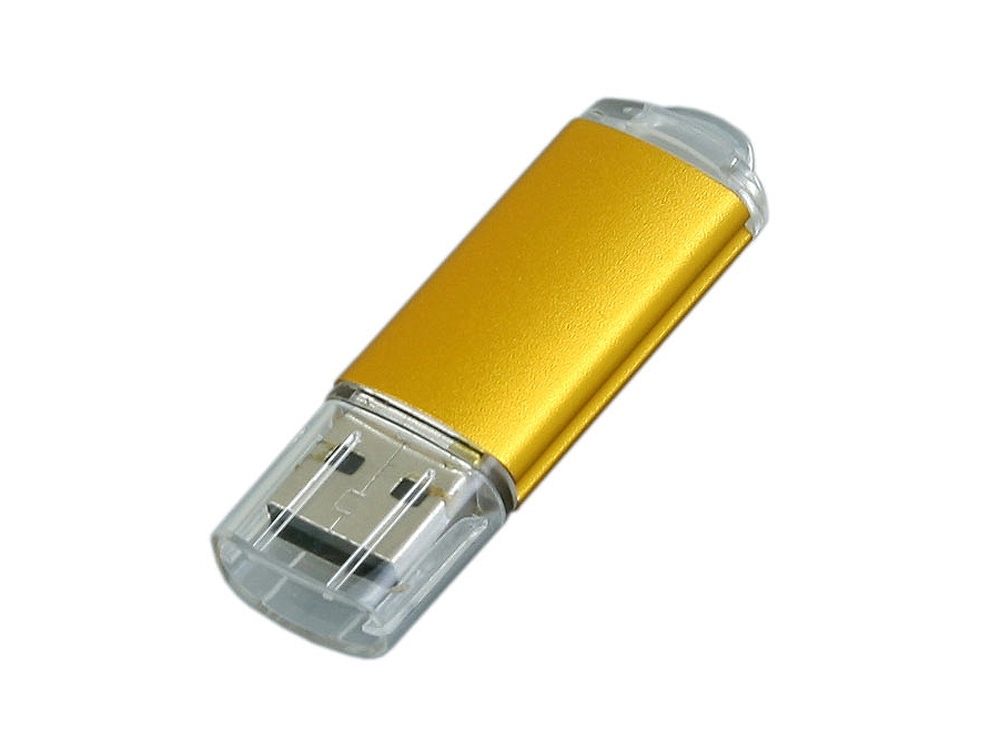 USB 2.0- флешка на 16 Гб с прозрачным колпачком, желтый, металл