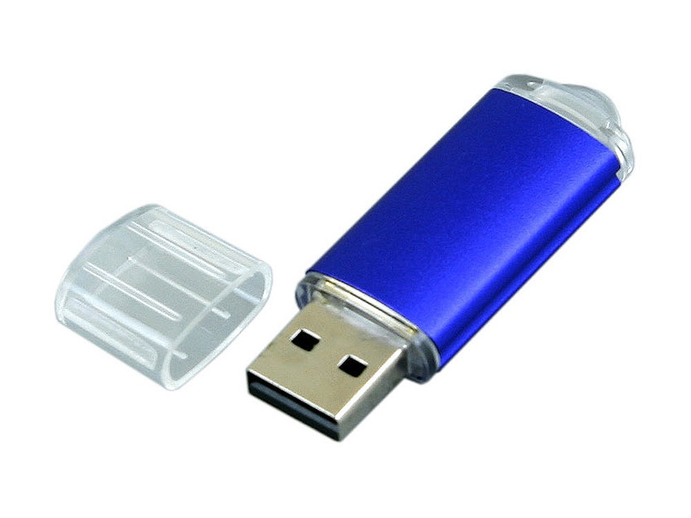 USB 2.0- флешка на 4 Гб с прозрачным колпачком, синий, металл