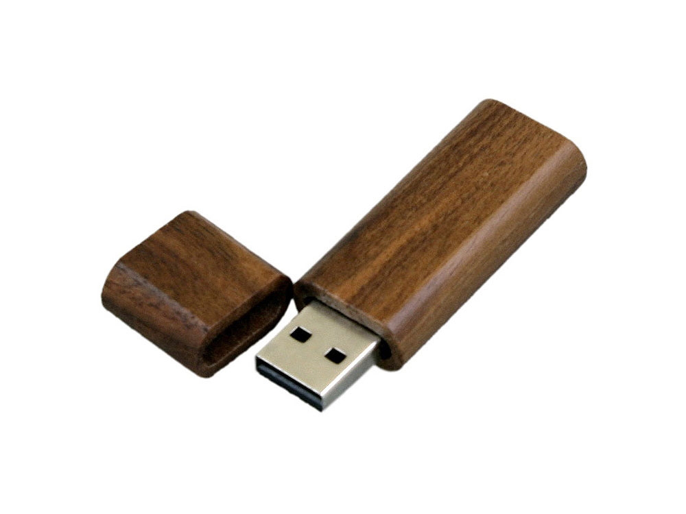 USB 2.0- флешка на 4 Гб эргономичной прямоугольной формы с округленными краями, коричневый, дерево