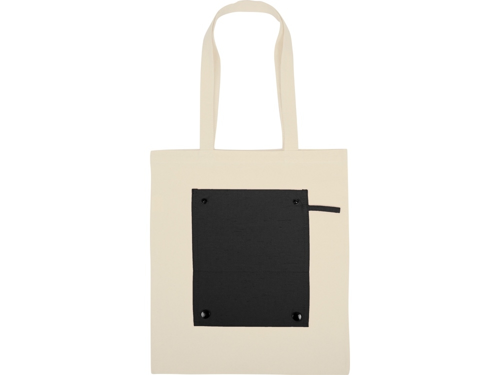 Складная хлопковая сумка для шопинга «Gross» с карманом, 180 г/м2, черный, хлопок
