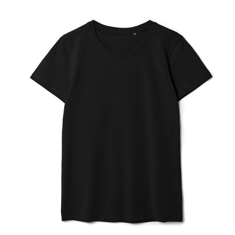 Футболка женская T-bolka Stretch Lady, черная, черный, хлопок 95%; эластан 5%, плотность 190 г/м²