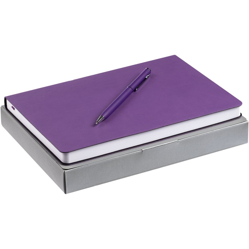 Набор Romano, фиолетовый, фиолетовый, ежедневник - искусственная кожа; ручка - металл; коробка - картон