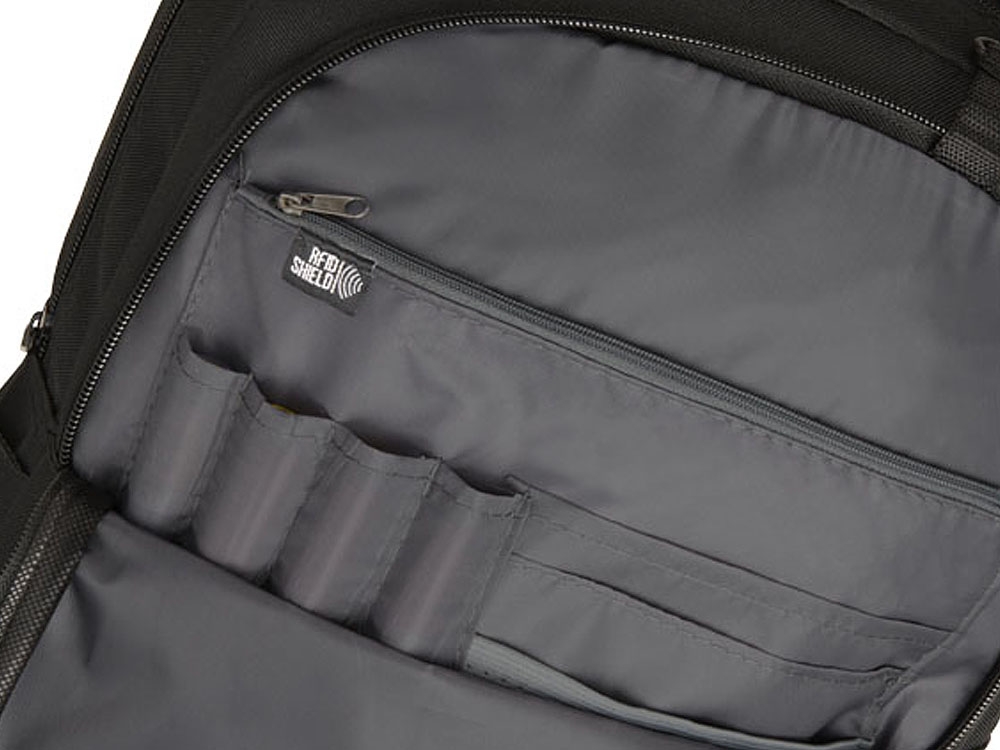 Рюкзак «Ravy» для ноутбука 15.6" с защитой RFID, черный, полиэстер, пластик