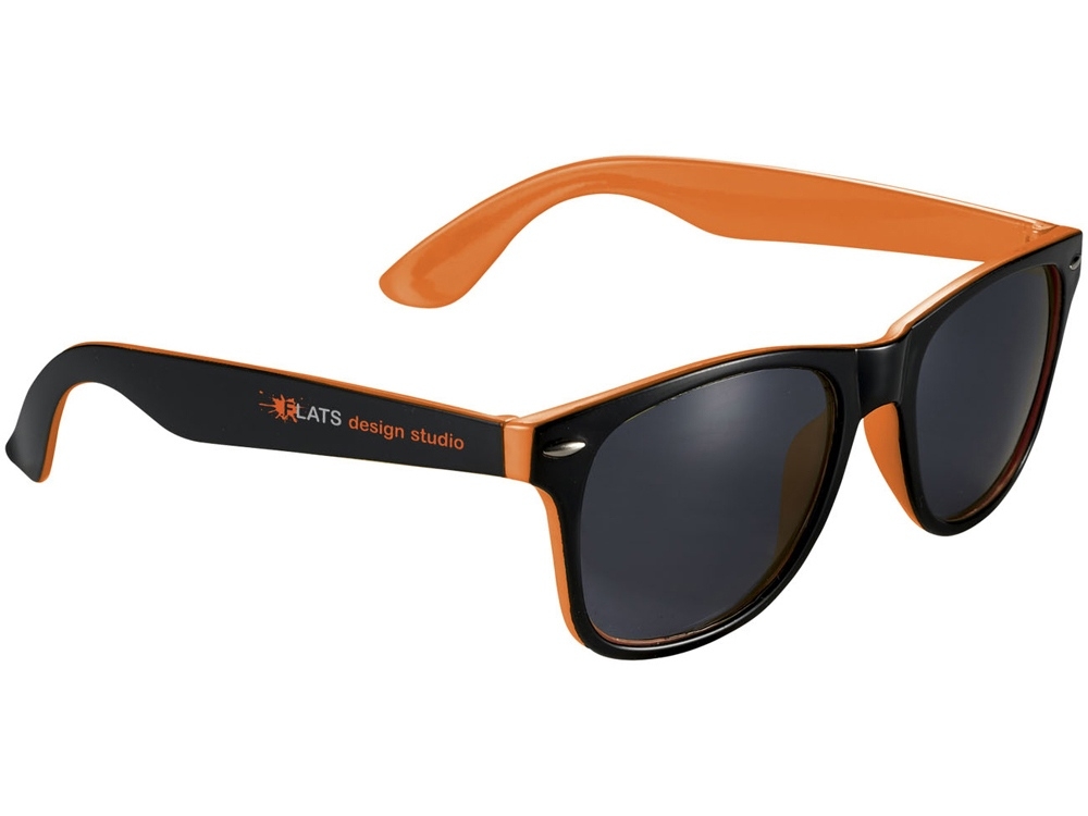Очки солнцезащитные «Sun Ray» с цветной вставкой, черный, оранжевый, пластик