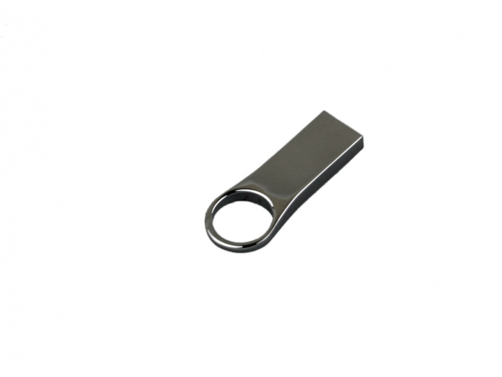 USB 2.0- флешка на 32 Гб с мини чипом, компактный дизайн с большим круглым отверстием, серебристый, металл