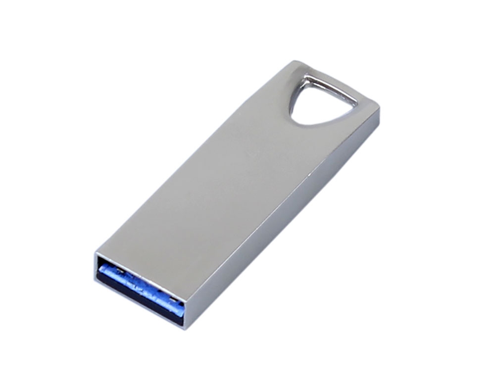USB 3.0-флешка на 16 Гб с мини чипом и отверстием для цепочки, серебристый