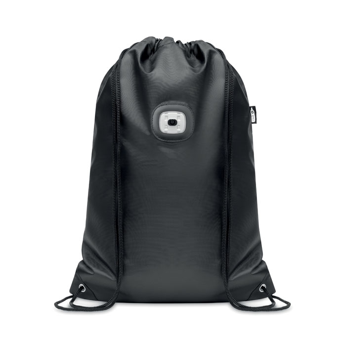 Рюкзак из RPET с фонариком, черный, rpet