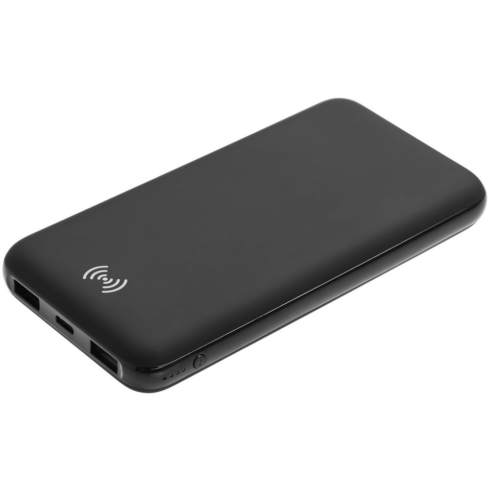 Aккумулятор Quick Charge Wireless 10000 мАч, черный, черный, пластик; покрытие софт-тач