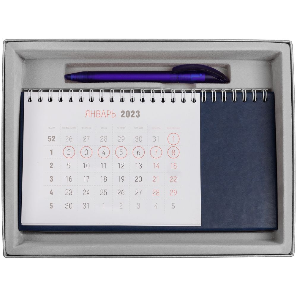 Коробка Ridge для ежедневника, календаря и ручки, серебристая, серебристый, картон