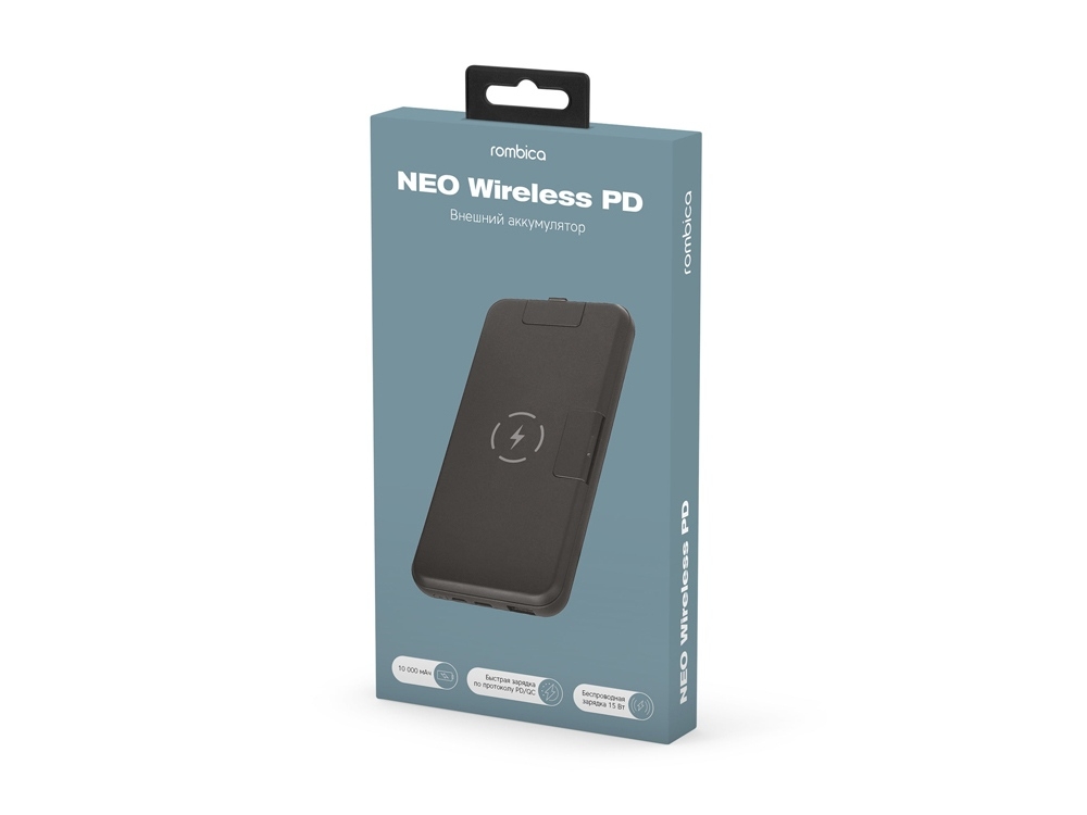 Внешний беспроводной аккумулятор «NEO Wireless PD», 10000 mAh, черный