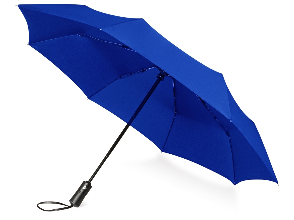 Зонт складной «Ontario», синий, полиэстер, кожзам