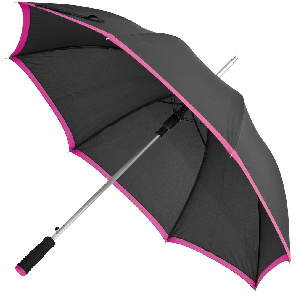 Зонт-трость Highlight, черный с розовым, черный, розовый, эпонж 190t, металл; полиуретан
