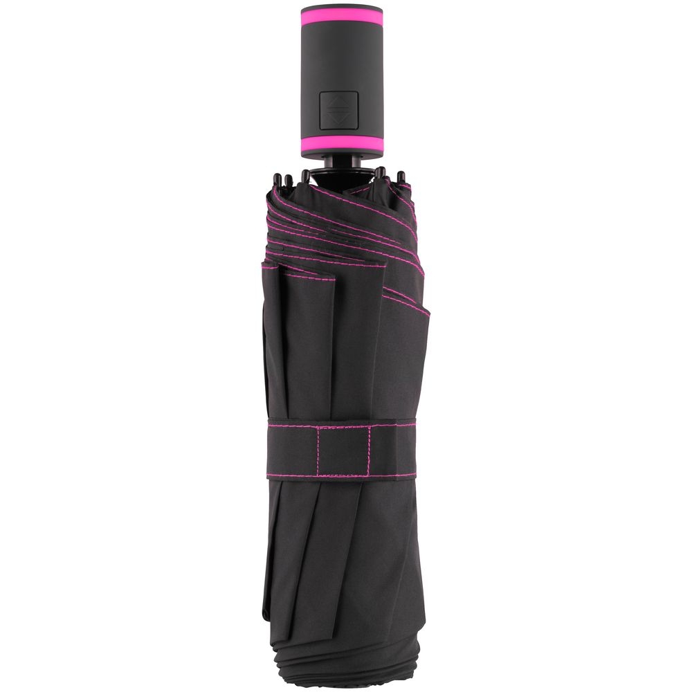 Зонт складной AOC Mini с цветными спицами, розовый, розовый, 190t; ручка - пластик, купол - эпонж, сталь, покрытие софт-тач; каркас - стеклопластик