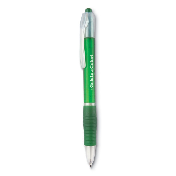 Ручка шариковая с резиновым обх, прозрачно-зеленый, пластик